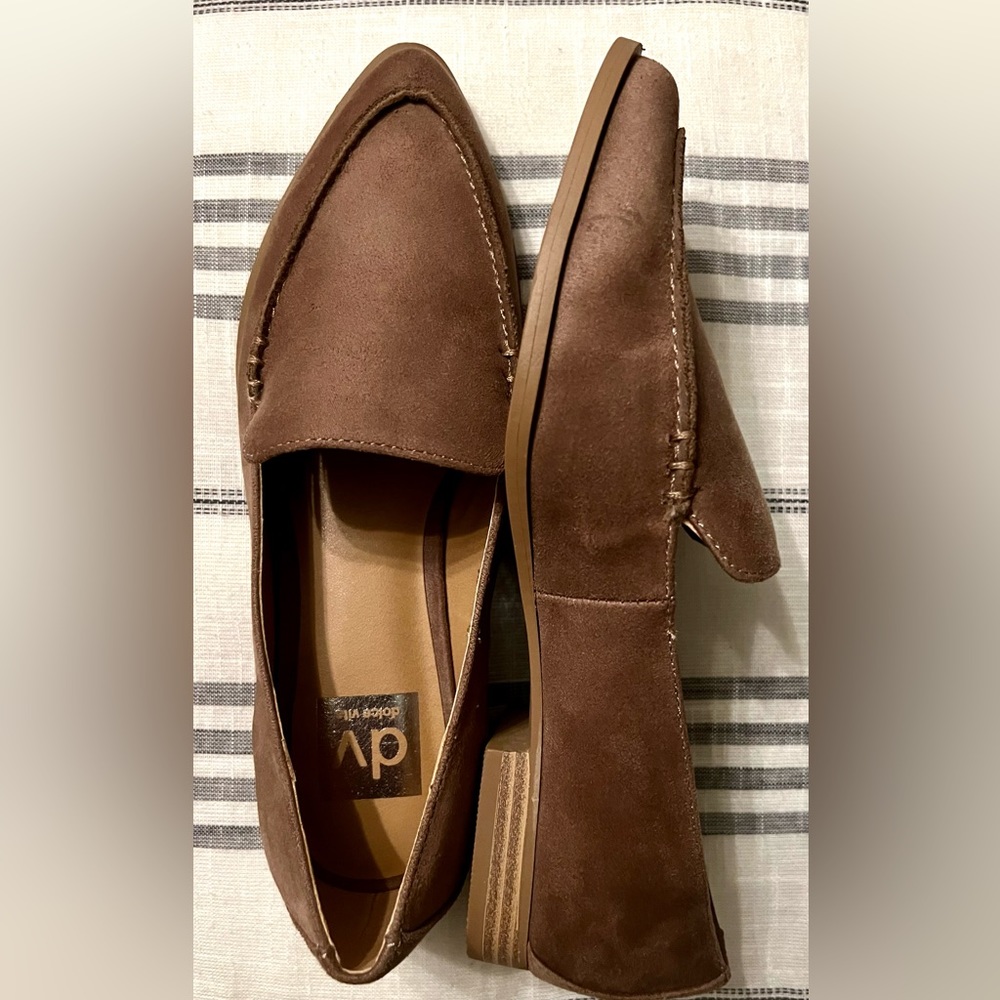 Dolce Vita Brown Suede Pointed Loafers with Low Heel
